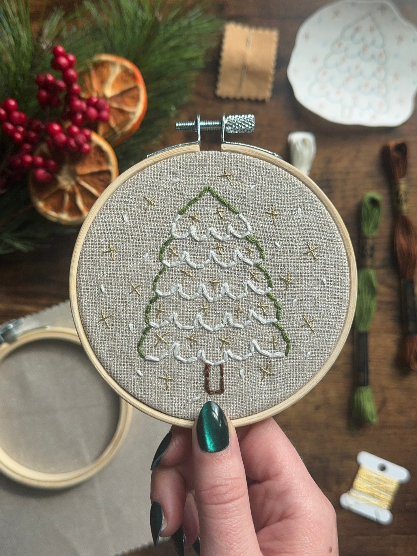 Frosted Pines Beginner Embroidery Kit