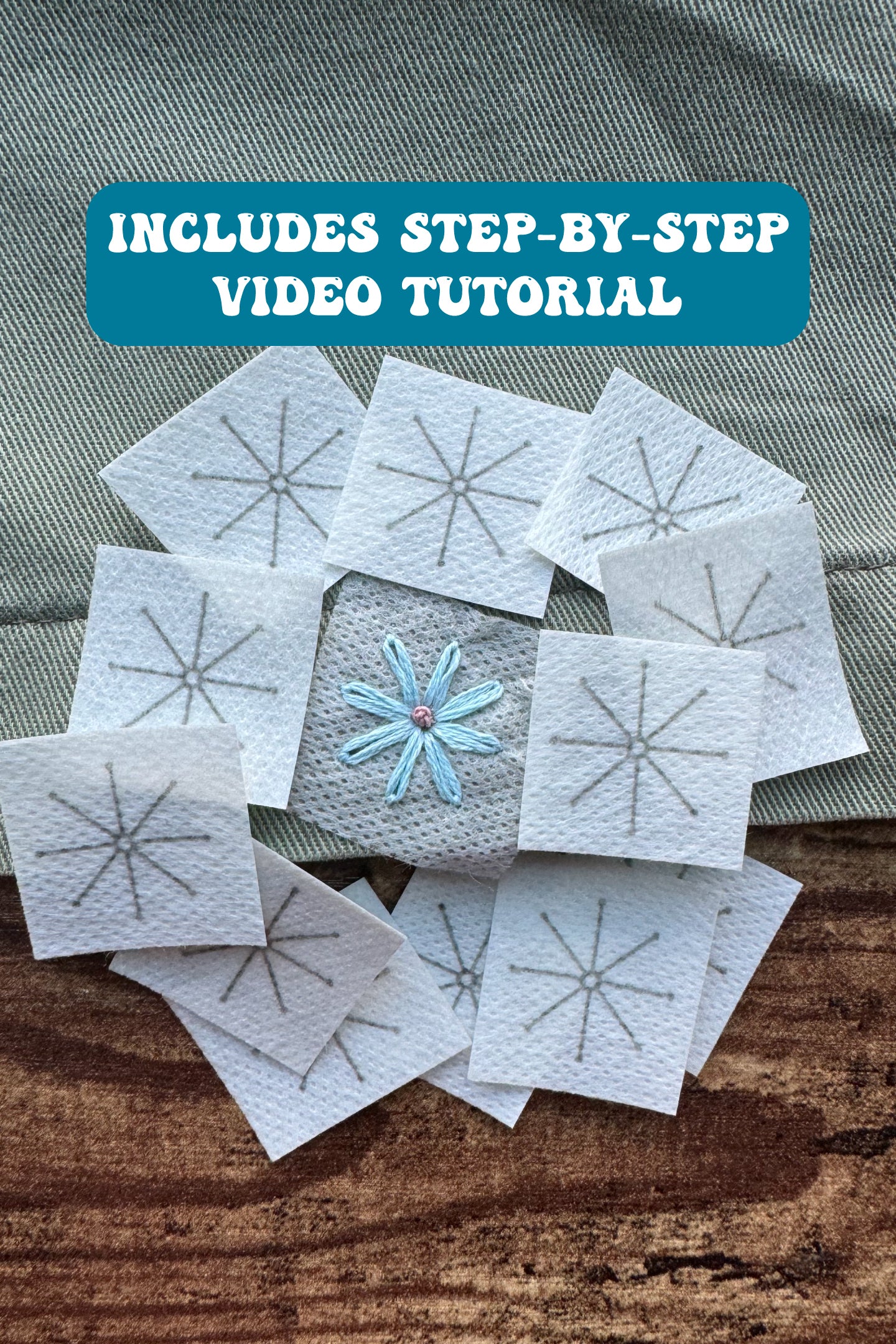 The Laziest Daisy Stick & Stitch Embroidery Stabilizer - 12 Pack - Includes Video Tutorial